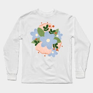 Blue and pink flowers blooming Long Sleeve T-Shirt